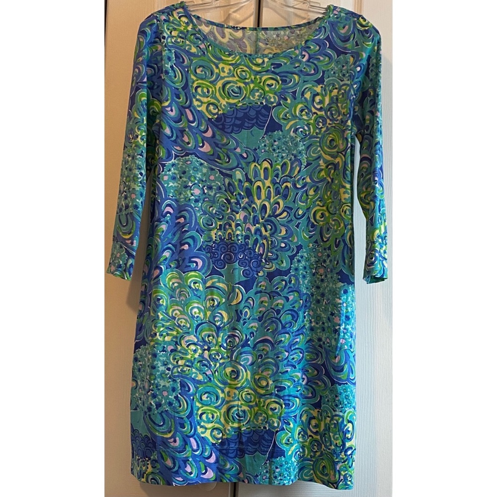 EUC Lilly Pulitzer Marlowe Dress in Lilly’s Lagoon pattern Size Medium